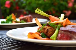 A plate of food on top of a table.